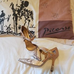 BCBGeneration Women's Snake Print Stellito Heels